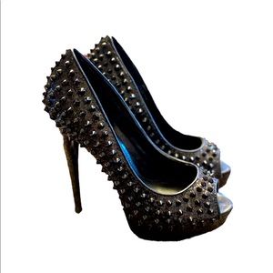 Steve Madden Black Sequin/Sparkle Studded/Spike High Heels